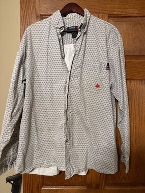 Forge FR Men’s Light Gray Patterned Button-Up Shirt Jacket
